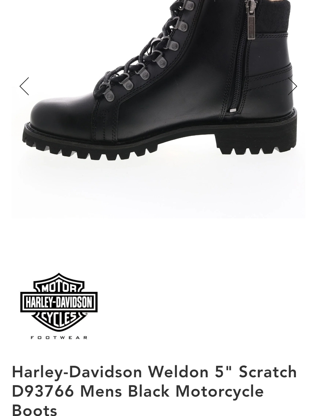 Harley-Davidson Black Lace-Up Men’s Motorcycle Boots with Side Zipper